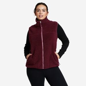 NWT Eddie Bauer Woman’s We Wander Fleece Vest in Dark Berry Burgundy Medium